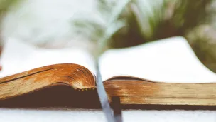 open bible on table