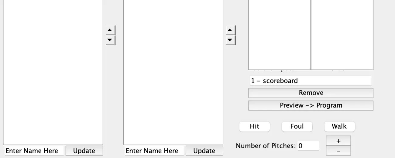 screenshot of baseball scoreboard controller