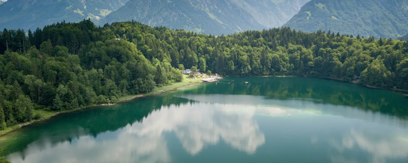 lake with mountains in background
